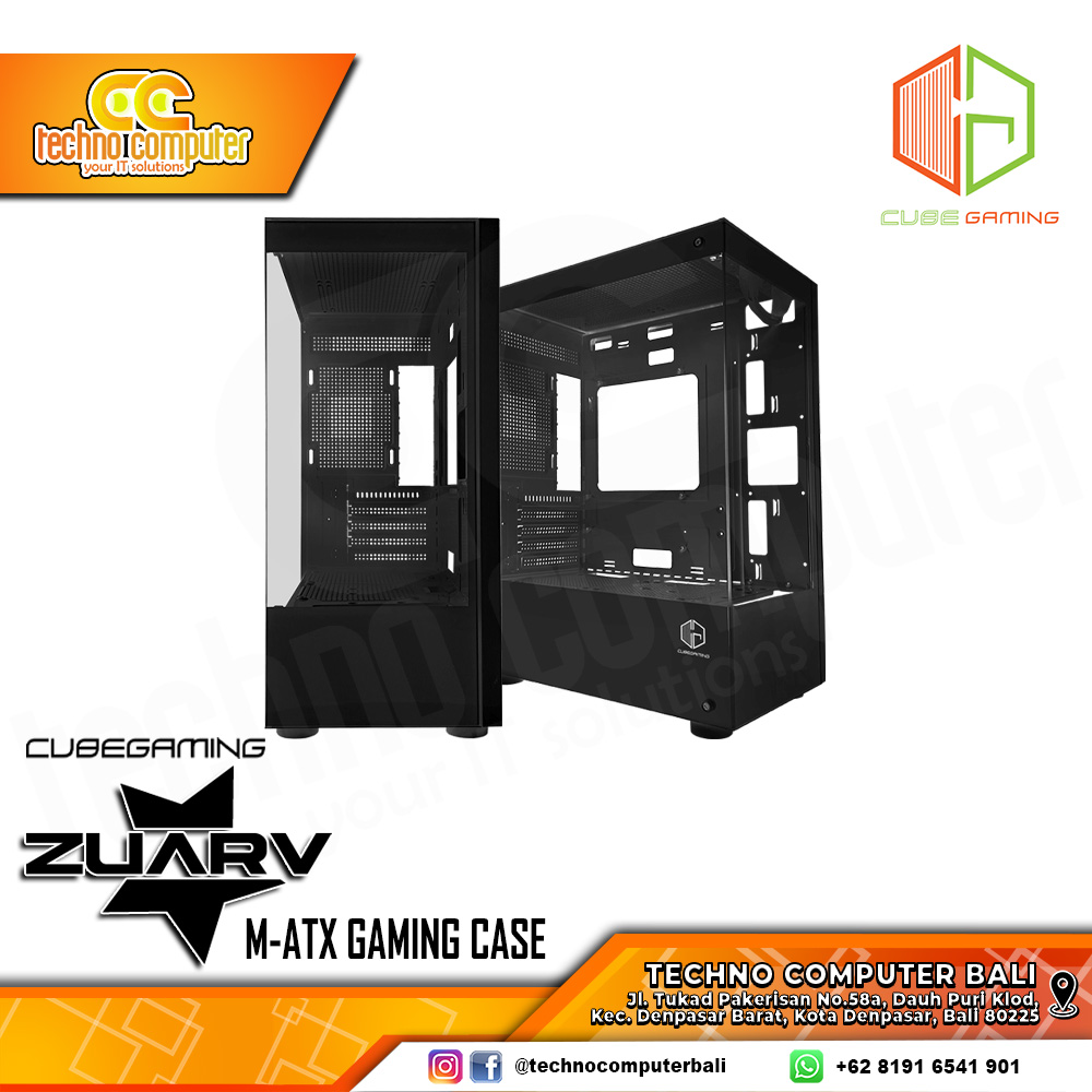 CASING CUBE GAMING ZUARV Black - Mid Tower mATX Case Tempered Glass