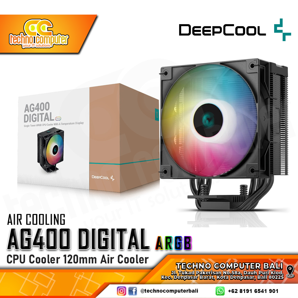 DEEPCOOL AG400 DIGITAL ARGB Black - CPU Cooler - 120mm Air Cooler