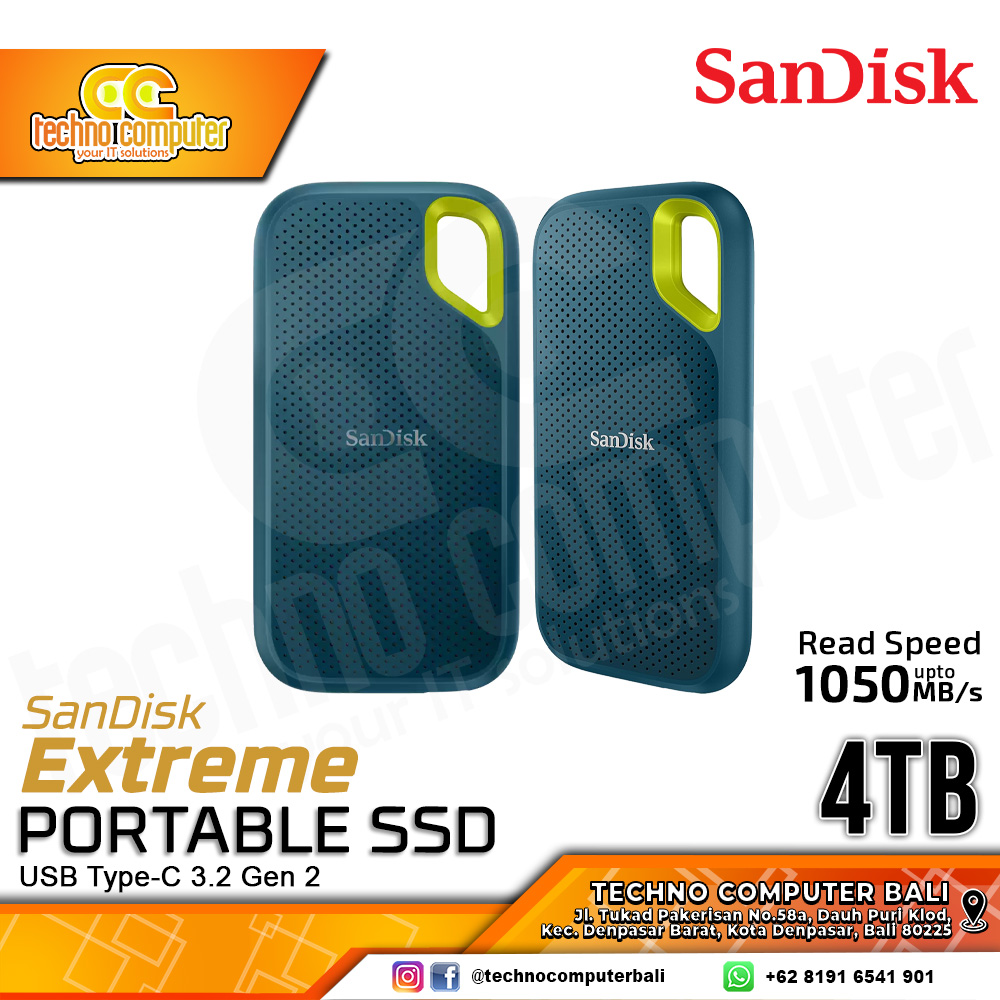 SSD EXTERNAL SANDISK EXTREME PORTABLE SSD - Up to 1050MB/s, USB Type-C 3.2 Gen 2 Monterey - 4TB