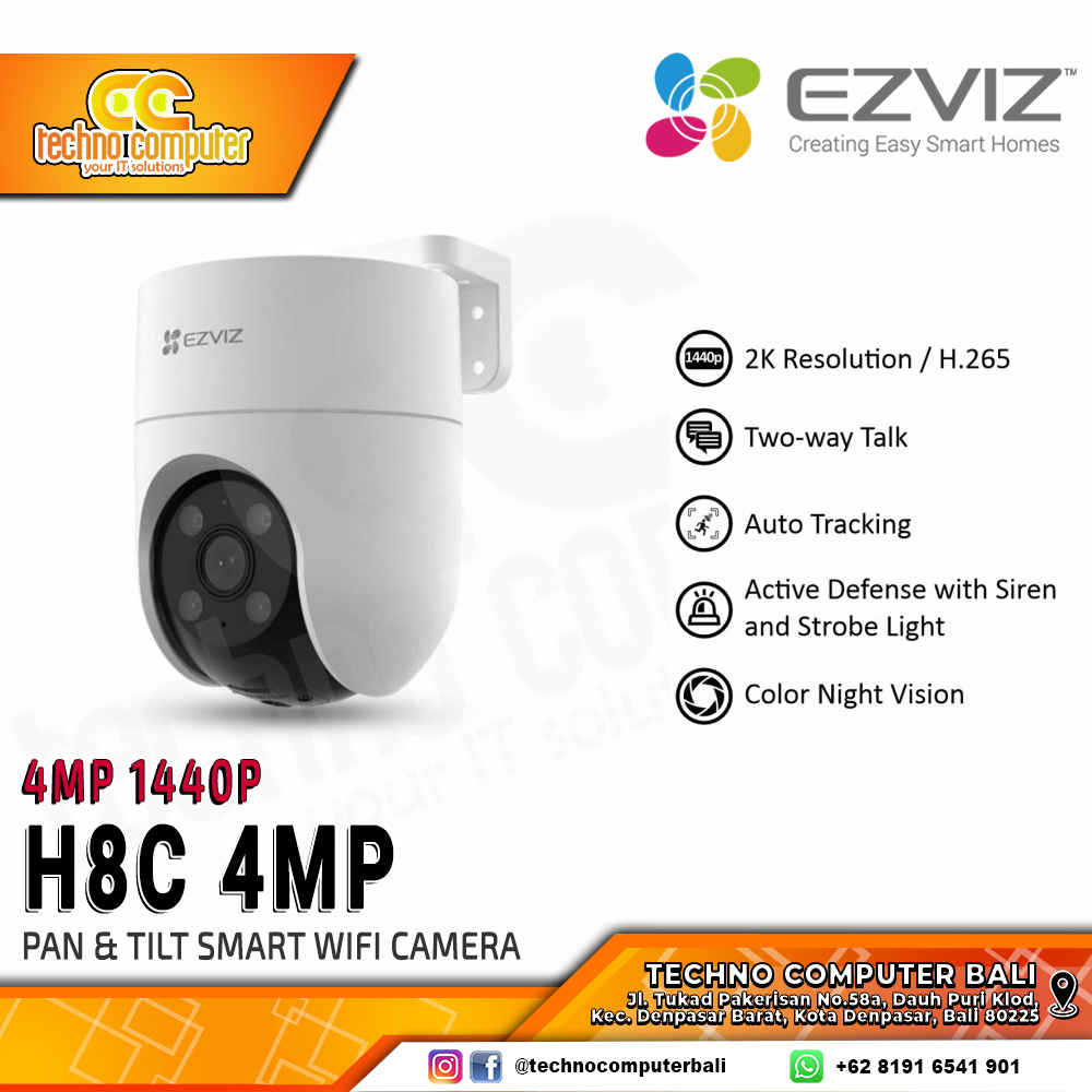 EZVIZ H8C Pro 4MP 2K OUTDOOR Smart Wi-Fi Pan/Tilt IP Camera CCTV