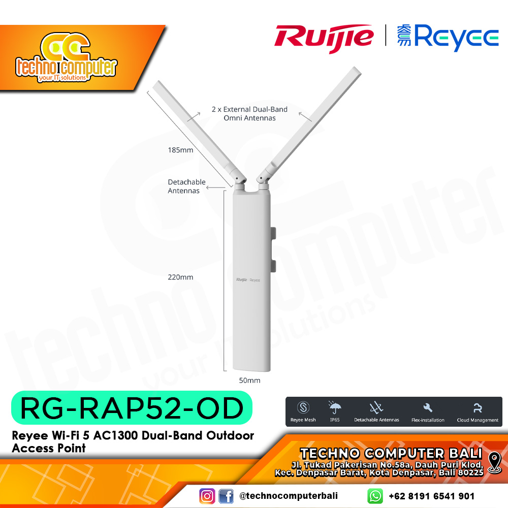 ACCESS POINT RUIJIE/REYEE RG-RAP52-OD Wi-Fi 5 AC1300 Dual-Band Outdoor Access Point
