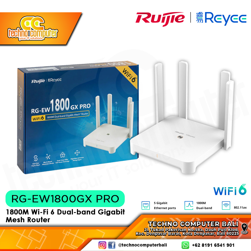 ROUTER RUIJIE/REYEE RG-EW1800GX PRO AX1800 Mesh Gigabit Dual-band Wi-Fi 6