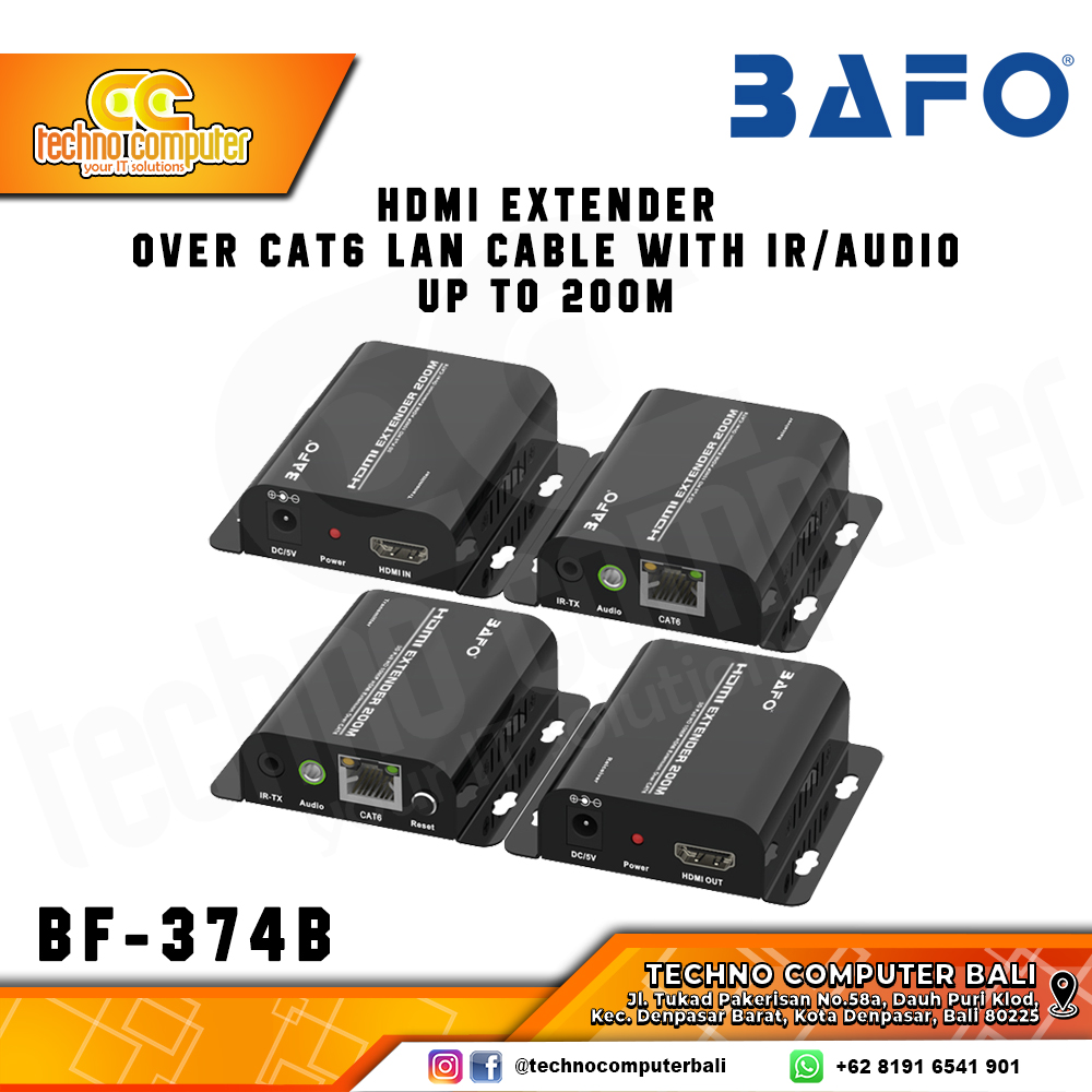 BAFO HDMI Extender Network Extender up to 200m - BF-374B