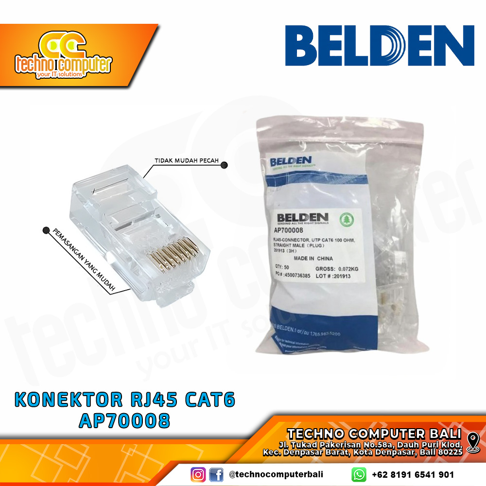 KONEKTOR RJ45 CAT6 BELDEN AP700008 - Satuan