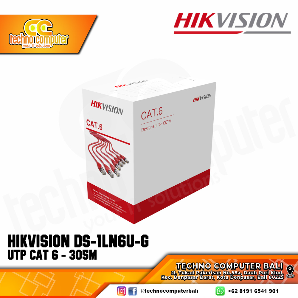 KABEL LAN HIKVISION CAT 6 UTP DS-1LN6U-G (Solid Copper, 0.55 mm, Gray) - Meteran