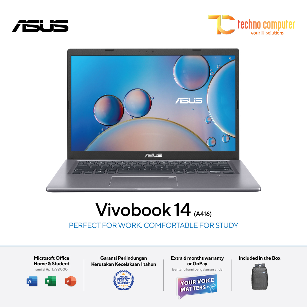 ASUS Vivobook 14 [A416MAO-FHD426] CEL-N4020/RAM 8GB/SSD 256GB/Win11 + OHS 2021