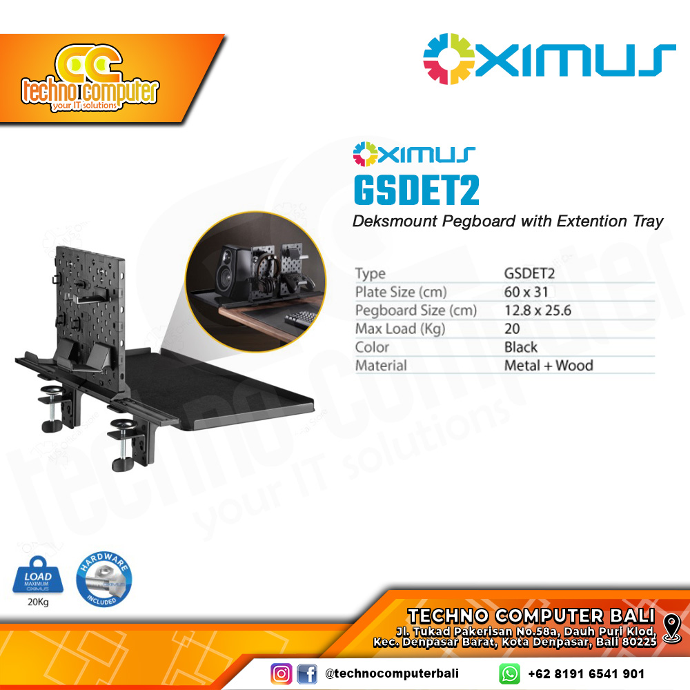 OXIMUS GSDET2 Deksmount Pegboard Rail Extention
