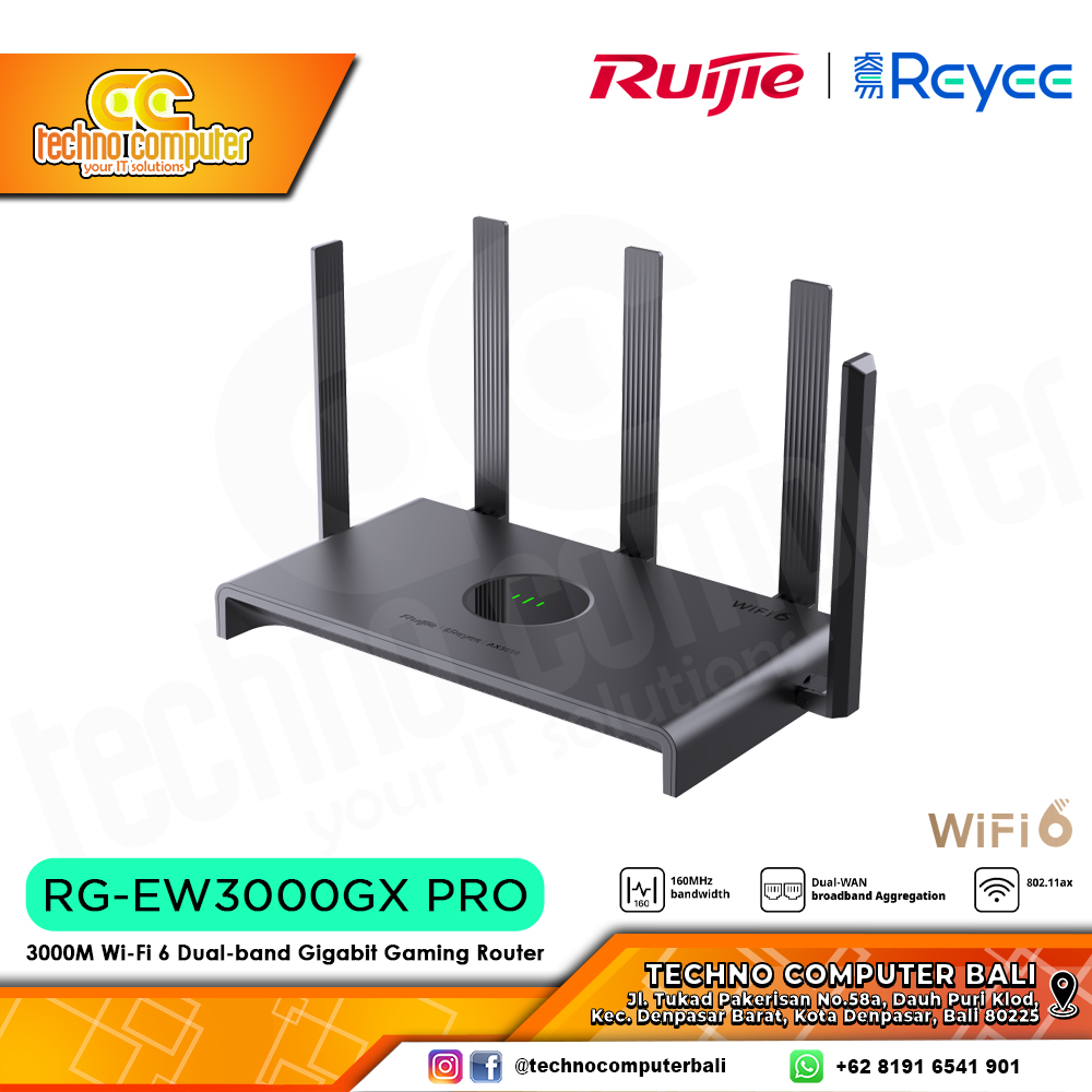 ROUTER RUIJIE/REYEE RG-EW3000GX PRO 3000M Wi-Fi 6 Dual-Band Gigabit Gaming Router