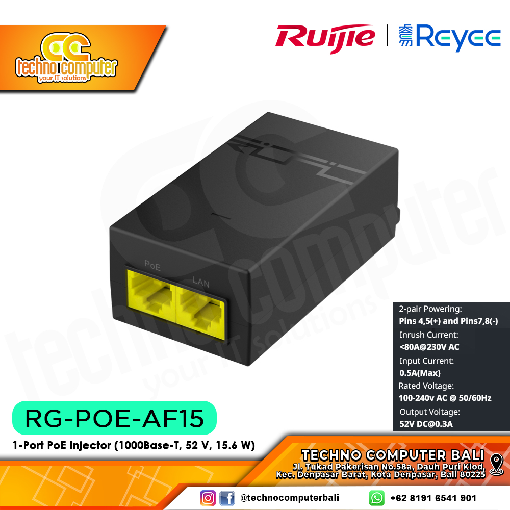 POE ADAPTER RUIJIE/REYEE RG-POE-AF15 POE INJECTOR