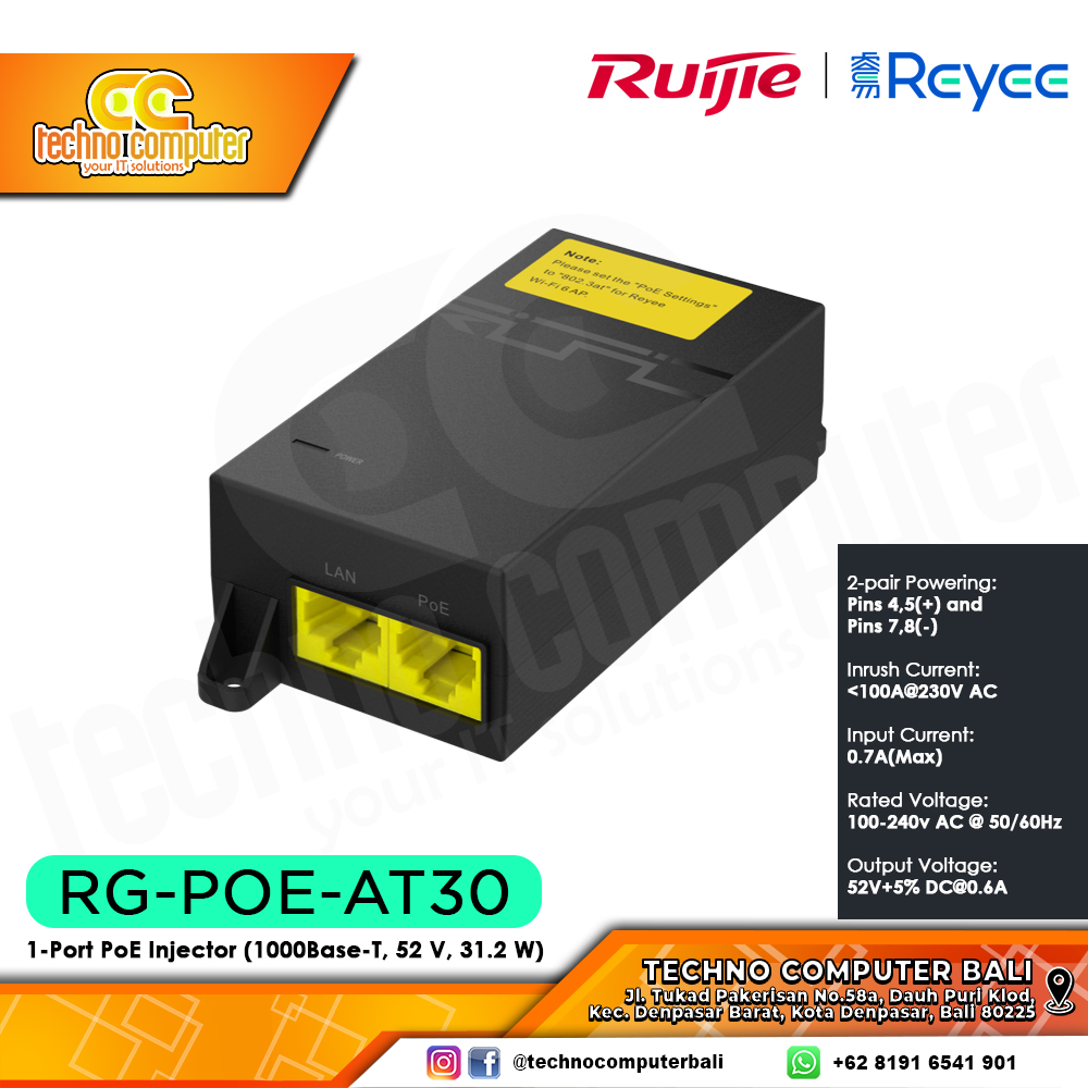 POE ADAPTER RUIJIE/REYEE RG-POE-AT30 POE INJECTOR