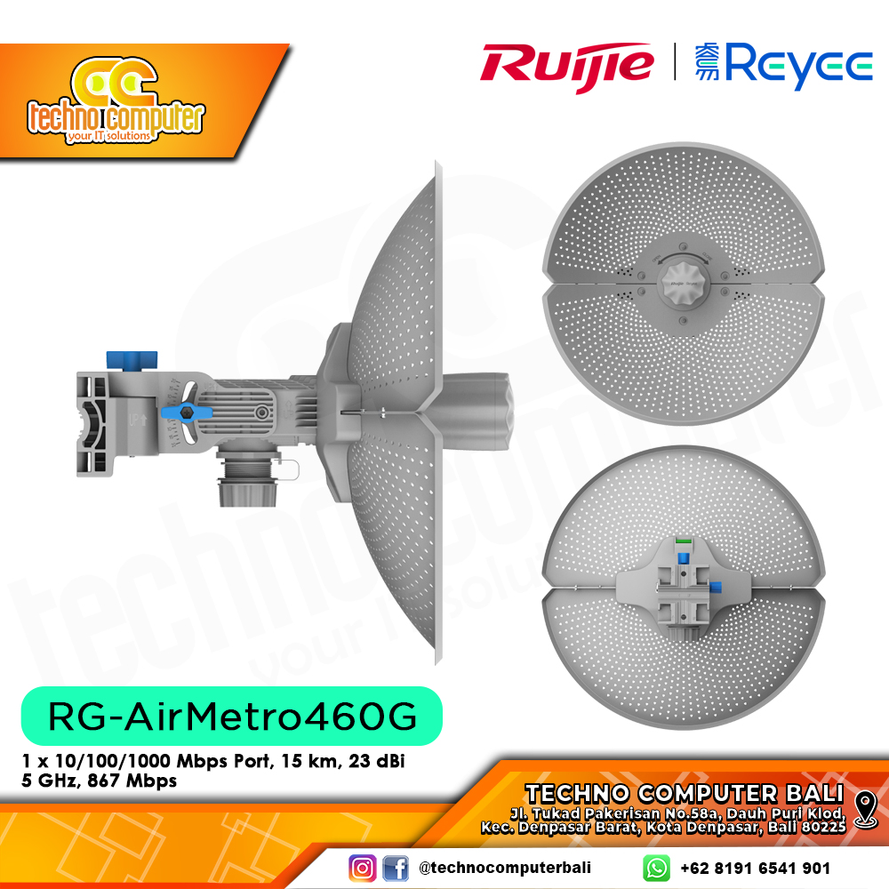 ACCESS POINT RUIJIE/REYEE RG-AirMetro460G 5GHz 802.11ac 15KM Wireless Bridge Access Point
