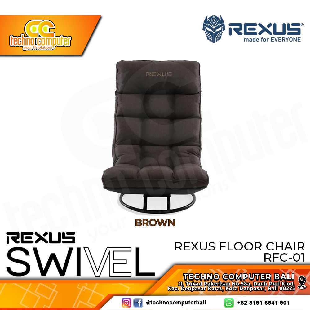 KURSI GAMING FLOOR REXUS SWIVEL RFC-01 GAMING FLOOR CHAIR - BROWN