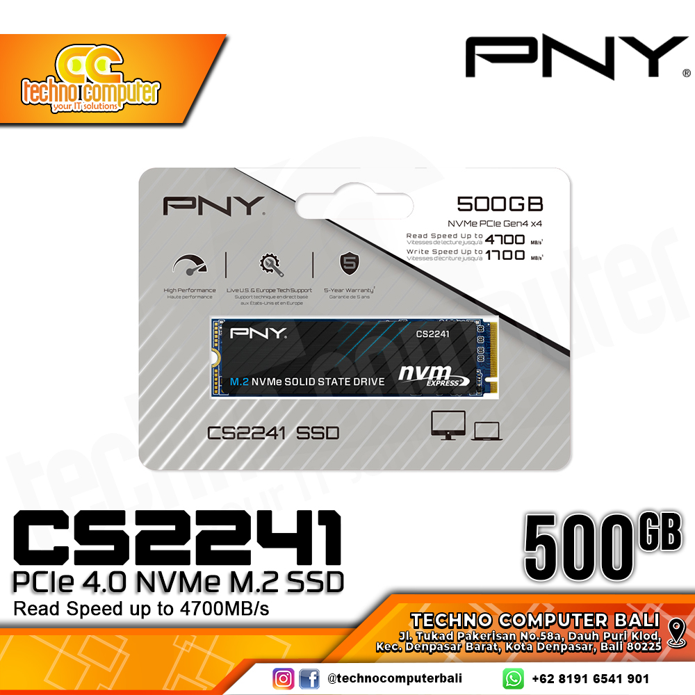 SSD PNY CS2241 M.2 NVMe 2280 PCIe Gen4 x4 - 500GB