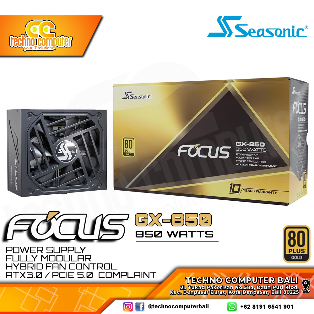 SEASONIC FOCUS GX-850 ATX 3.0 850W 80+ Gold - Full Modular