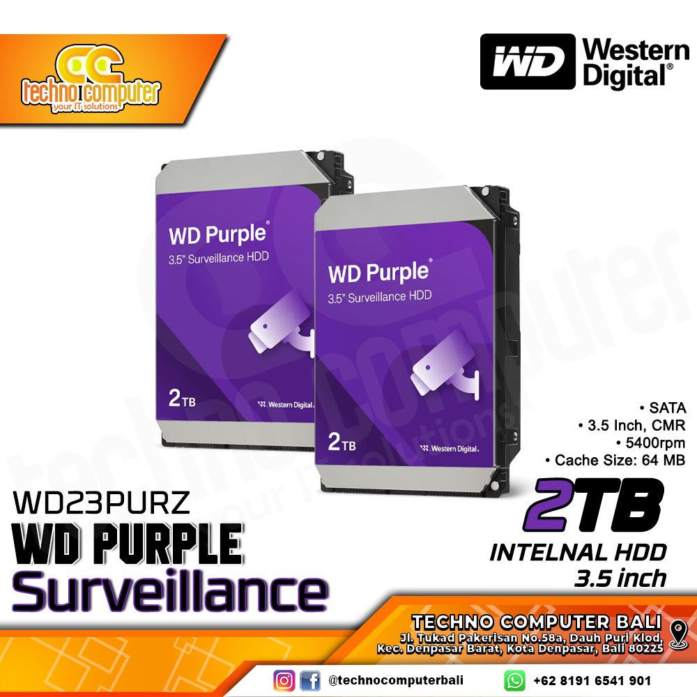 HDD INTERNAL CCTV 3.5 inch WD PURPLE Surveillance 2TB