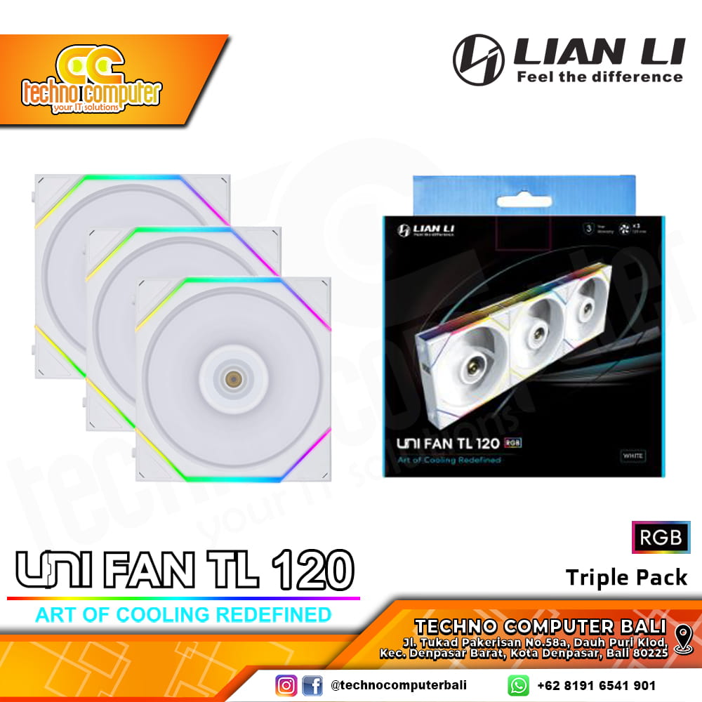 FAN CASING LIAN LI UNI FAN TL 120 WHITE - 120mm Triple Pack ARGB Fan with Controller