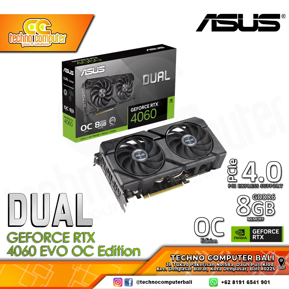ASUS DUAL NVIDIA GeForce RTX 4060 EVO OC Edition 8GB GDDR6