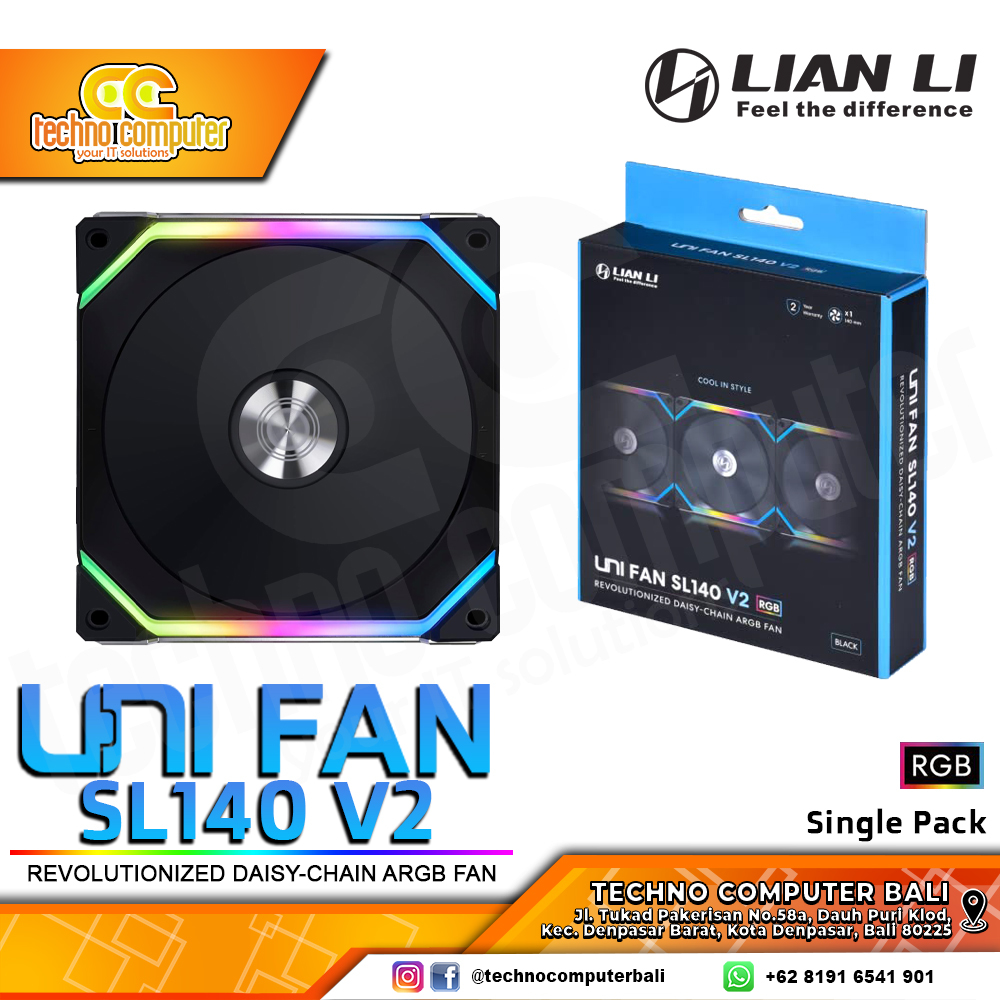 FAN CASING LIAN LI UNI FAN SL140 V2 BLACK - 140mm Single Pack ARGB Fan