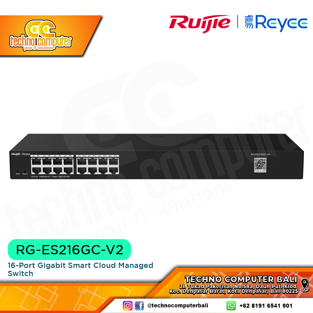 SWITCH HUB RUIJIE/REYEE RG-ES216GC-V2 16-Port Gigabit Cloud Managed Switch