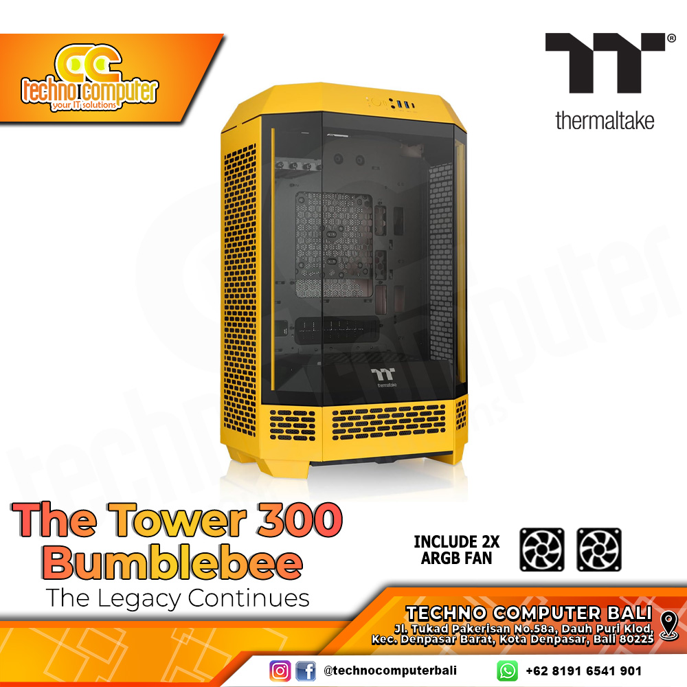CASING THERMALTAKE The Tower 300 Bumblebee - Micro Tower mATX Case Tempered Glass
