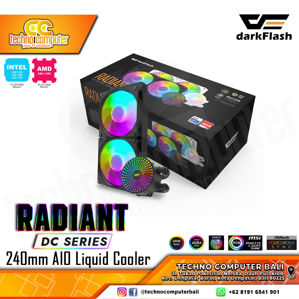 DARKFLASH RADIANT DC240 ARGB Black - CPU Cooler - 240mm AIO Liquid Cooler