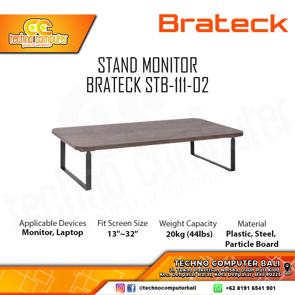 STAND MONITOR BRATECK STB-111-02 For Monitor & Laptop 13-32 inch - Teak & Matte Black