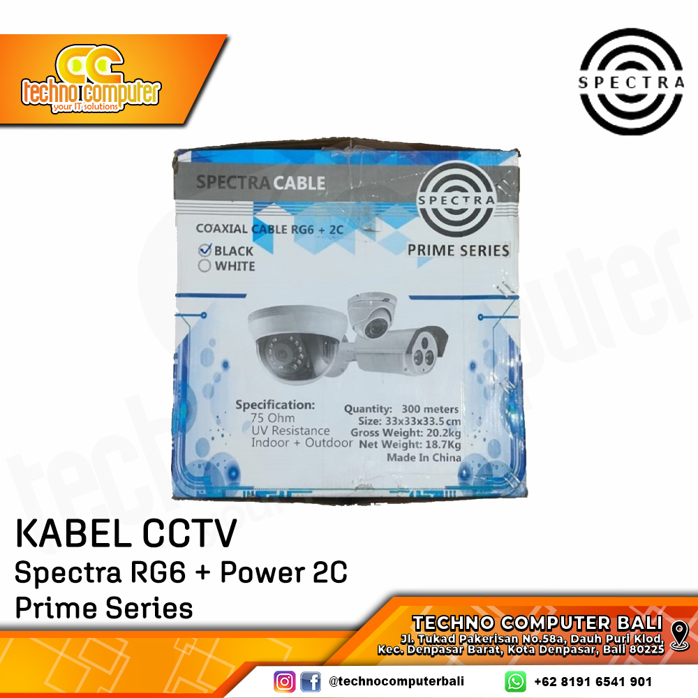 KABEL CCTV SPECTRA RG6 + POWER 2C PRIME Series WHITE