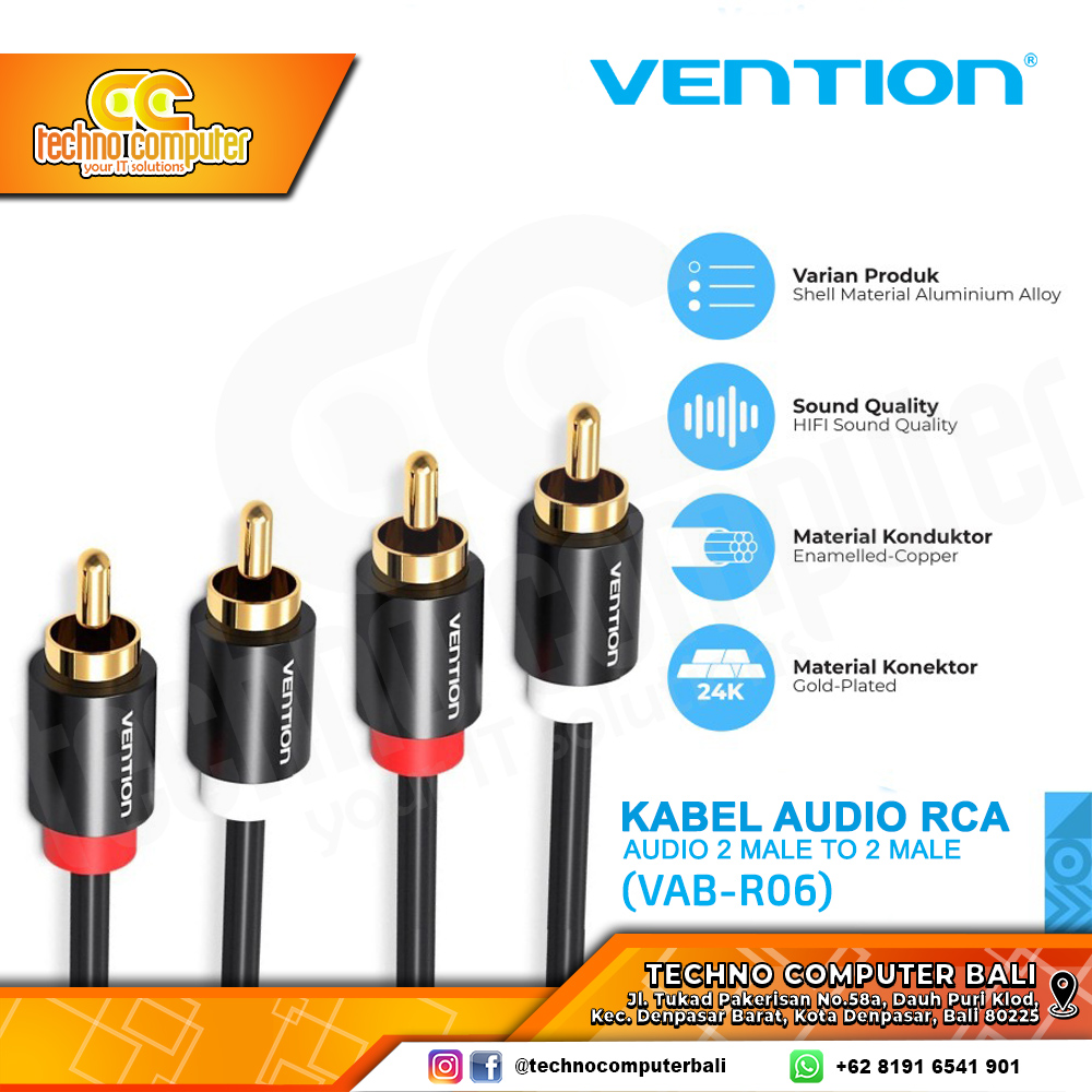 VENTION KABEL AUDIO RCA 2 Male to 2 Male for Speaker - VAB-R06 1.5M