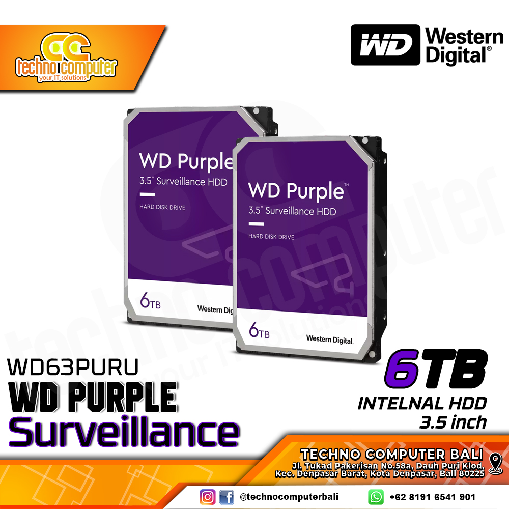 HDD INTERNAL CCTV 3.5 inch WD PURPLE Surveillance 6TB (GARANSI RESMI PTI)