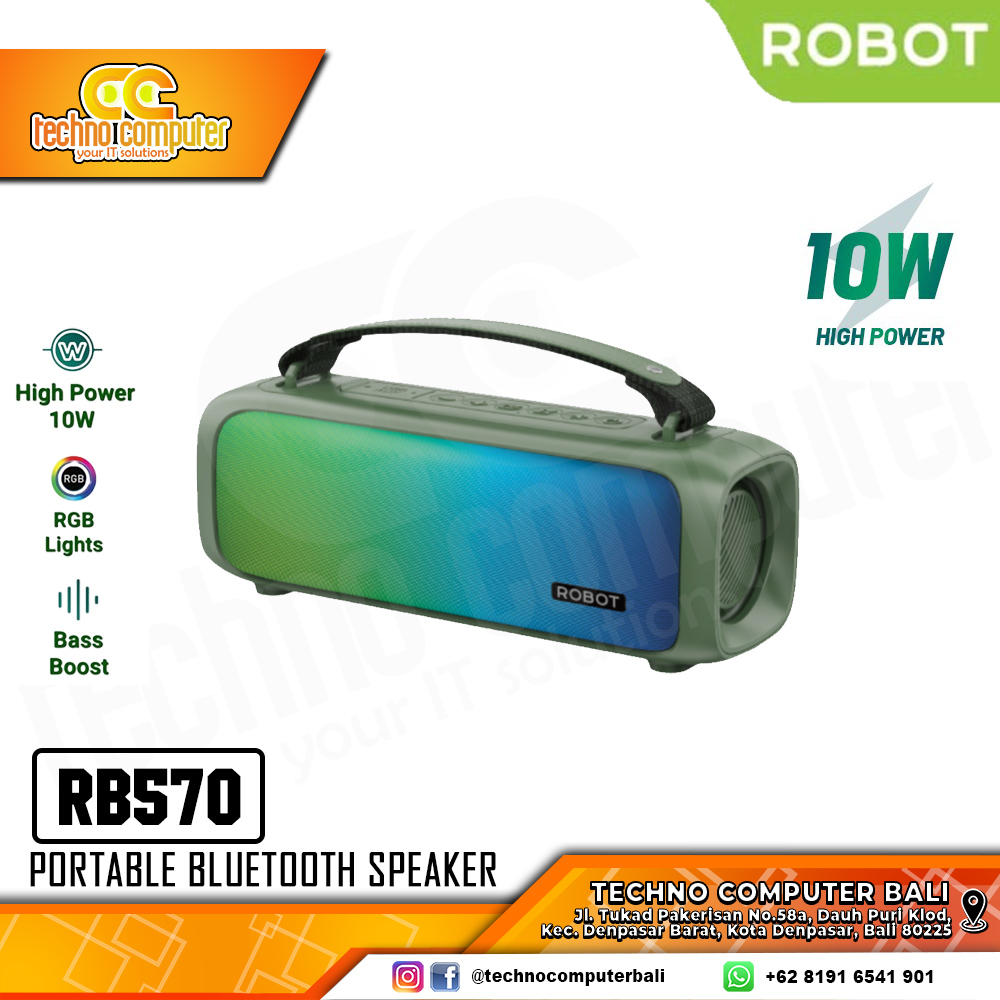 SPEAKER ROBOT RB570 Bluetooth 5.3 - Bass Boost RGB Lights