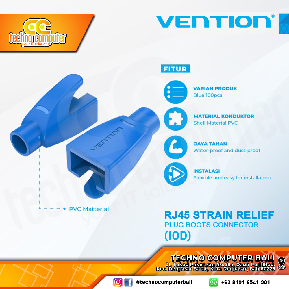 Vention Plug Boot Connector RJ45 Strain Relief Boots Connector - IOD Blue