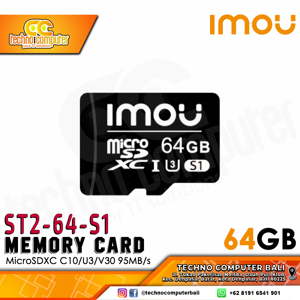 MEMORY CARD IMOU microSDXC 64GB C10/U3/V30 95MB/s R (ST2-64-S1)