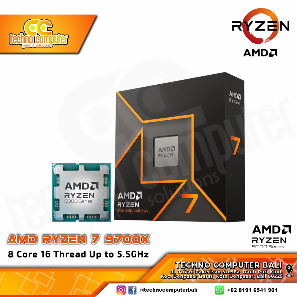 PROCESSOR AMD RYZEN 7 9700X - 8 Core 16 Thread Up to 5.5GHz - Socket AM5