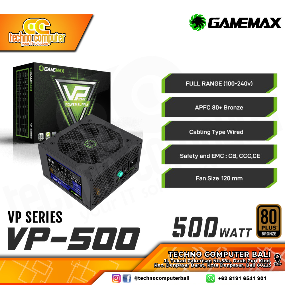 GAMEMAX VP-500 500Watt 80+ Bronze - Non Modular