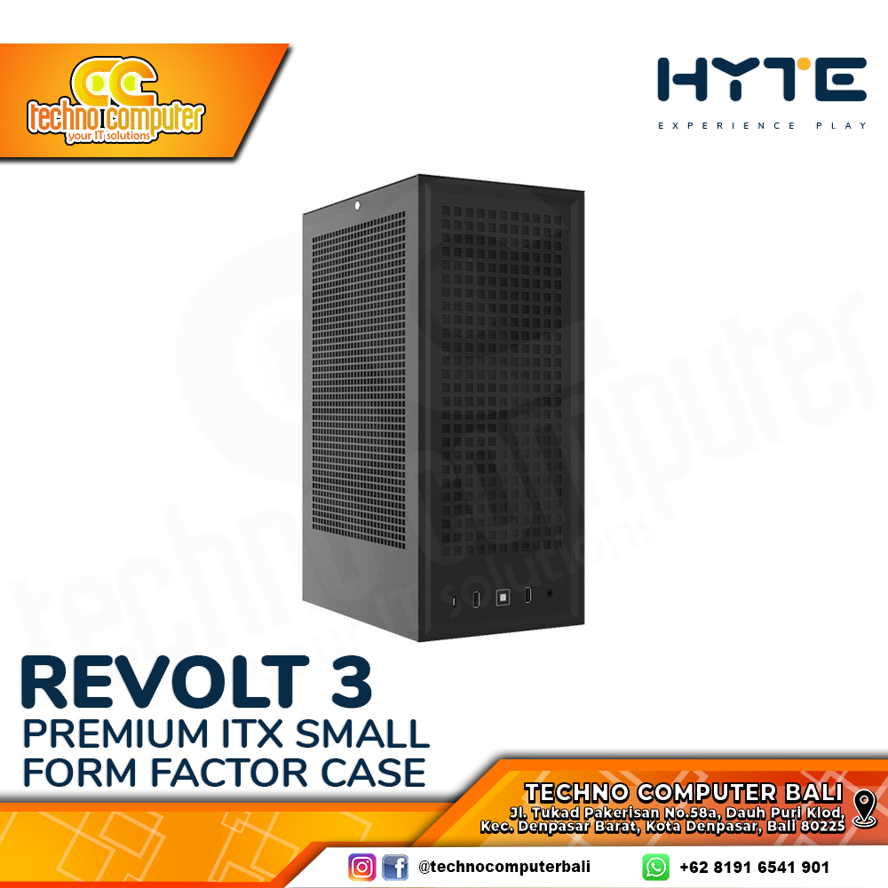 CASING HYTE REVOLT 3 Without PSU Black - Premium ITX Small Form Factor Case