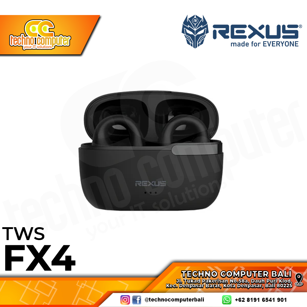 EARPHONE TWS REXUS FX4 Open Air Bluetooth Black - Earphone