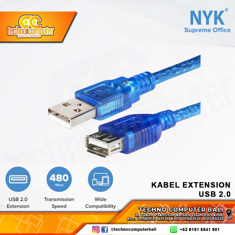 NYK KABEL USB EXTENSIONS - USB 2.0 Male to Female - 10M