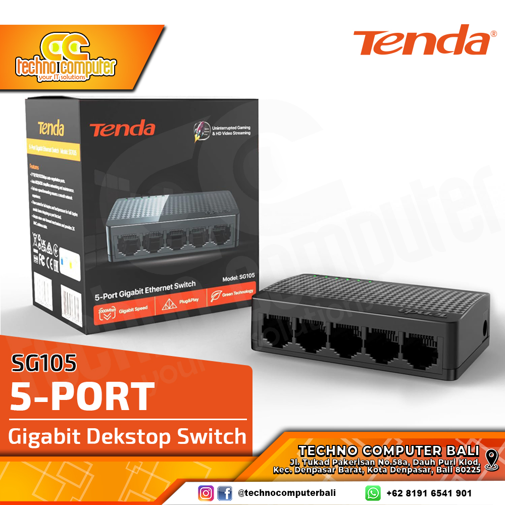 SWITCH HUB TENDA SG105 5 Port Gigabit Desktop Switch