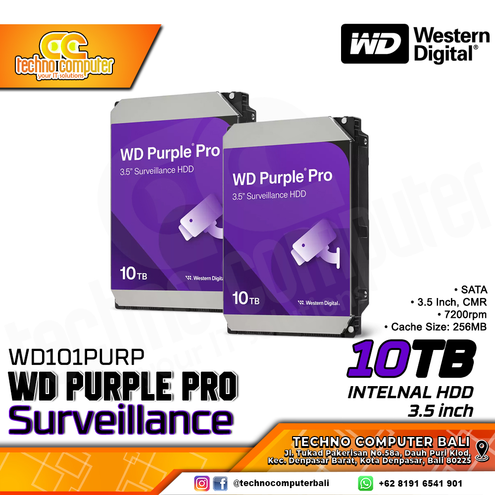 HDD INTERNAL CCTV 3.5 inch WD PURPLE PRO Surveillance 10TB (GARANSI RESMI PTI)