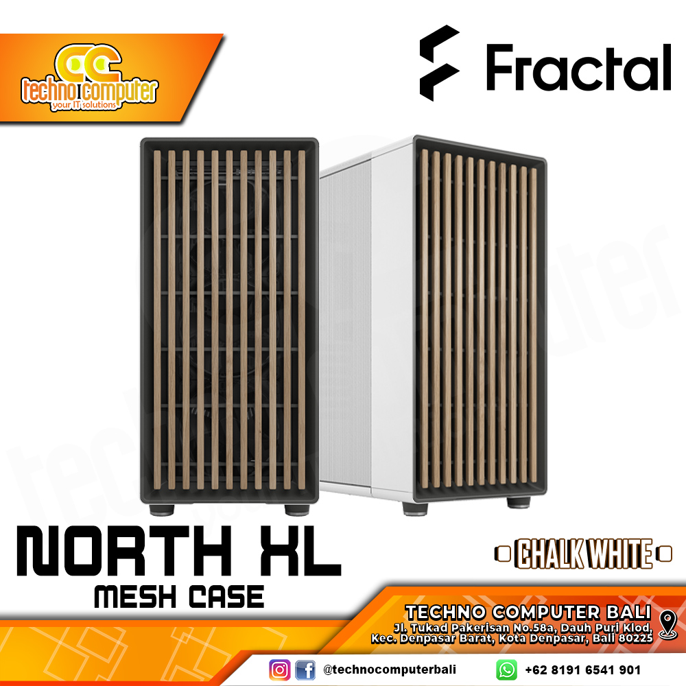 CASING FRACTAL Design NORTH XL Chalk White Mesh - Mid Tower E-ATX Case Mesh (Free 3x Fan)