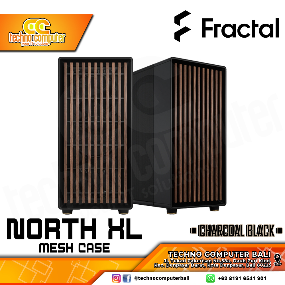 CASING FRACTAL Design NORTH XL Charcoal Black Mesh - Mid Tower E-ATX Case Mesh (Free 3x Fan)