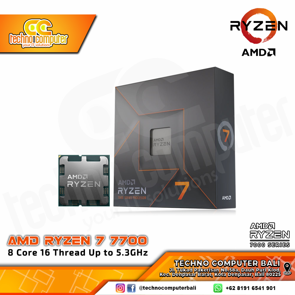 PROCESSOR AMD RYZEN 7 7700 - 8 Core 16 Thread Up to 5.3GHz - Socket AM5