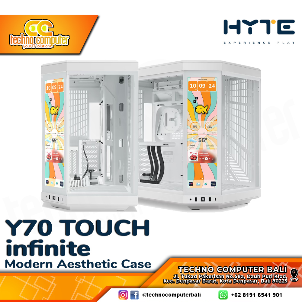 CASING HYTE Y70 Touch Infinite Snow White - Modern Aesthetic Mid Tower ATX Case Tempered Glass