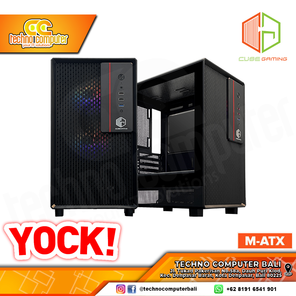 CASING CUBE GAMING YOCK - Mid Tower mATX Case Tempered Glass
