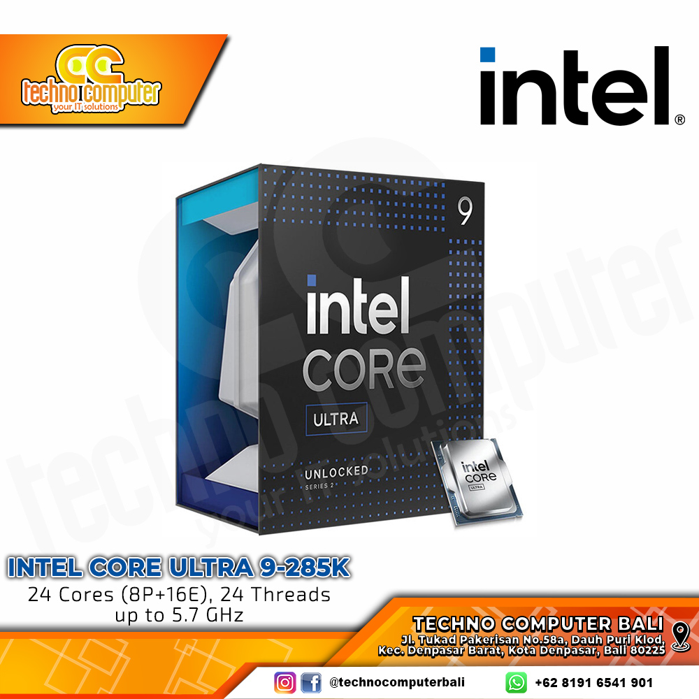 PROCESSOR INTEL CORE ULTRA 9-285K - 24 Cores (8P+16E) 24 Threads Up to 5.70GHz - Socket LGA1851