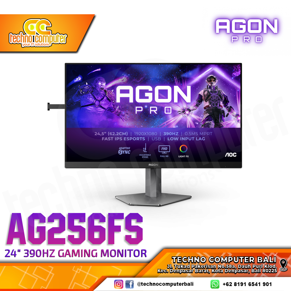 AOC AGON Pro AG256FS/70 Gaming Monitor - 24.5 inch, FHD (1920 x 1080), Fast IPS, 390Hz, 0.3ms