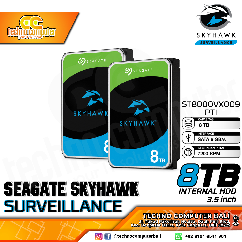 HDD INTERNAL CCTV 3.5 inch SEAGATE SKYHAWK Surveillance 8TB (GARANSI RESMI PTI)