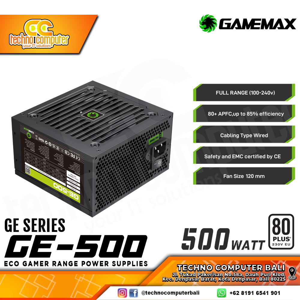GAMEMAX GE-500 500W 80+ White - Non Modular