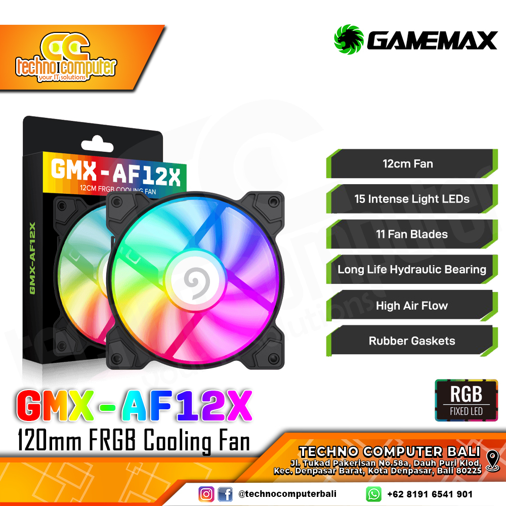 FAN CASING GAMEMAX GMX-AF12X - 120mm Single Pack Fix RGB Fan