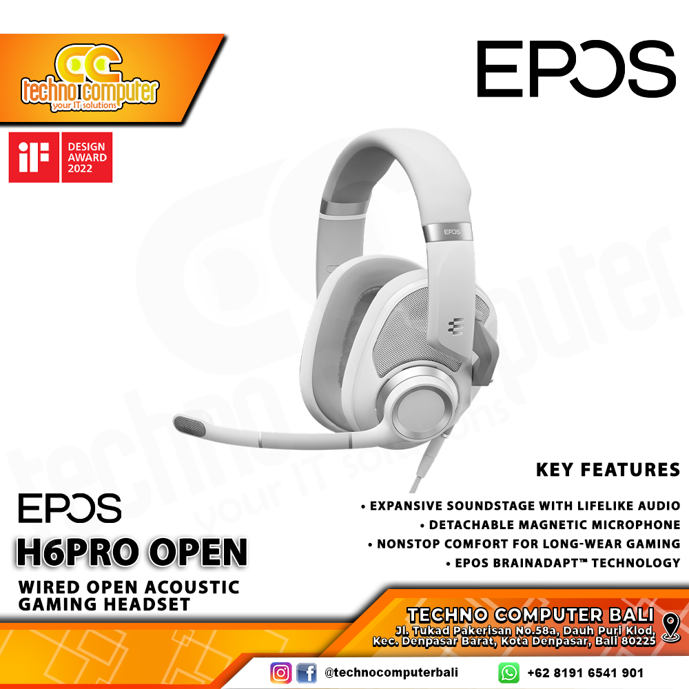 HEADSET EPOS H6PRO OPEN White - Open Acoustic Gaming Headset